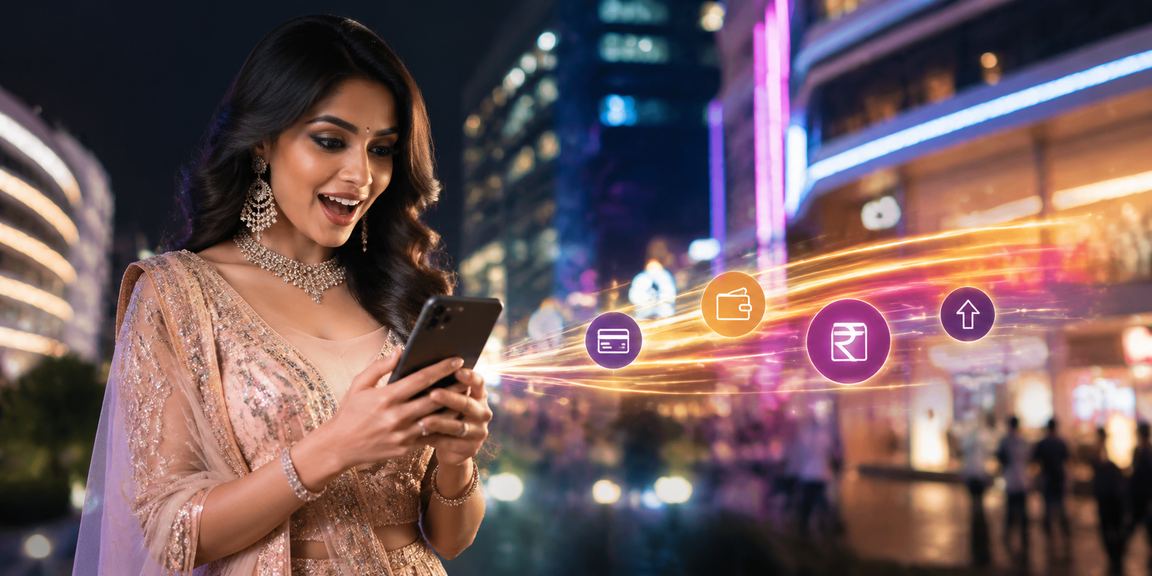 Indian player using mobile for deposit with Bollywood themed sportsbook visual